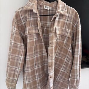 Princess Polly Beige Plaid Flannel